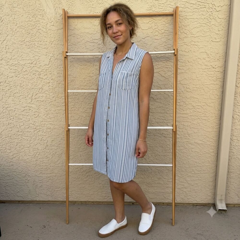 Vintage Sleeveless Shirt Dress Cabin core BOHO Retro Casual Farmhouse Trad